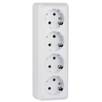 Рим Розетка 4-местная 16А с/з белая EKF