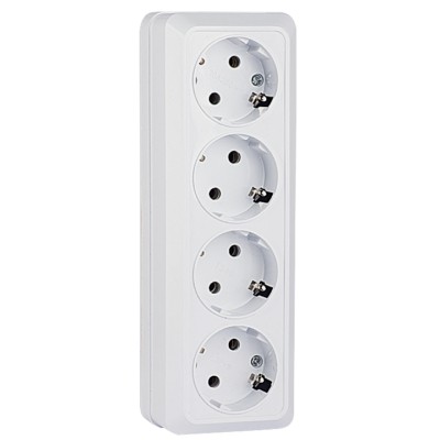 Рим Розетка 4-местная 16А с/з белая EKF