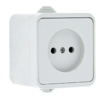 Прага Розетка 1-местная 10А IP44 белая EKF