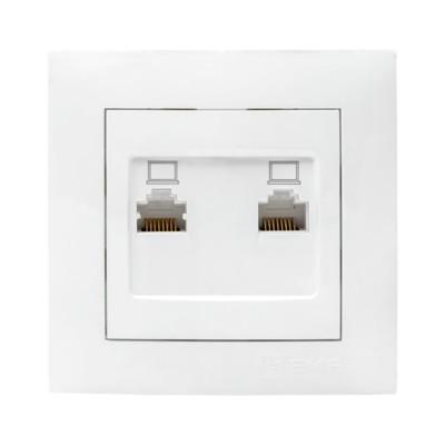 Розетка ПК RJ-45 2-м белая Валенсия EKF PROxima