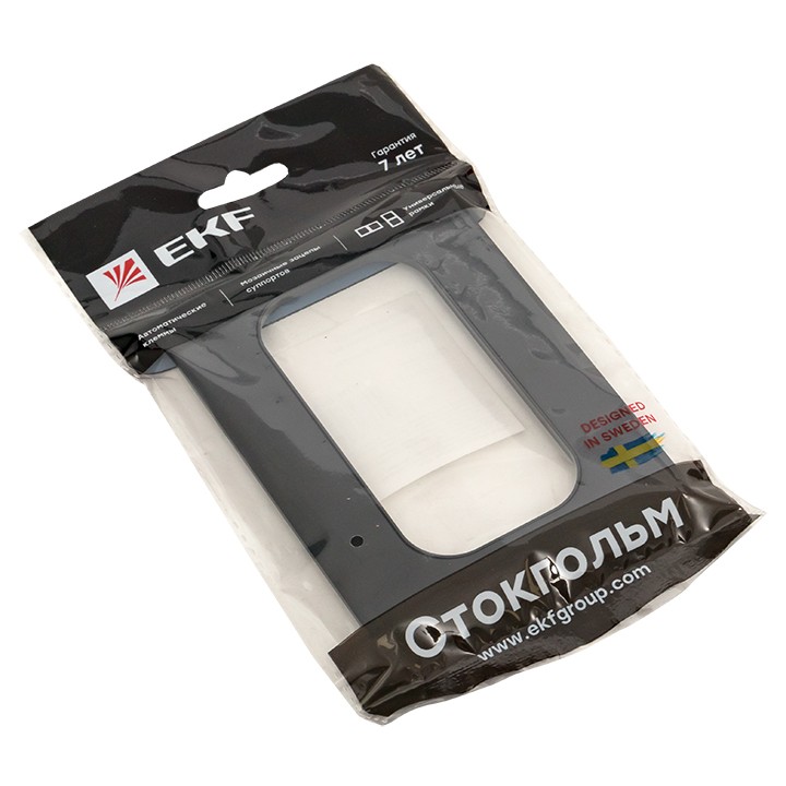 Стокгольм Рамка для розетки 2-местная черная EKF PROxima — изображение 2