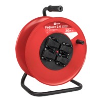 Удлинитель силовой на катушке Гефест 2.0 4-м 30м с/з и предохранителем ПВС 3*1,5 16А/3,5кВт IP44 PROxima