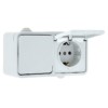 Блок розетка-розетка 16А с/з с крышкой IP44 белая Прага EKF PROxima