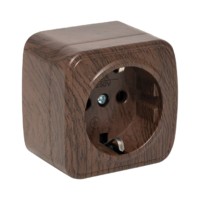 Розетка 1-местная ОП Минск 16А с/з тёмное дерево EKF