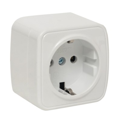 Минск Розетка 1-местная ОП 16А с/з белая EKF Basic
