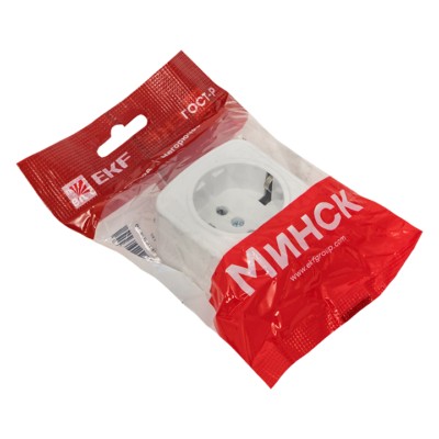 Минск Розетка 1-местная ОП 16А с/з белая EKF Basic — изображение 3