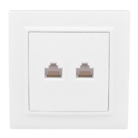 Розетка RJ-45 2-местная СП Минск белая EKF