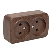 Розетка 2-местная ОП Минск 10А тёмное дерево EKF