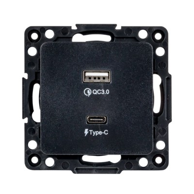 Стокгольм Механизм Розетки с 2USB type-A + type-C черный EKF PROxima — изображение 3