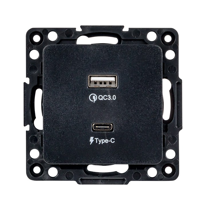 Стокгольм Механизм Розетки с 2USB type-A + type-C черный EKF PROxima — изображение 3