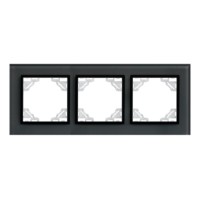 Минск Рамка 3-местная стеклянная черная EKF Basic