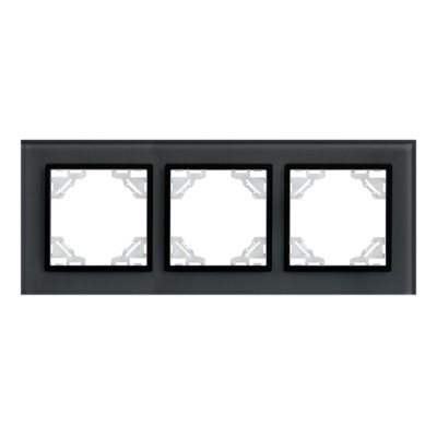 Минск Рамка 3-местная стеклянная черная EKF Basic