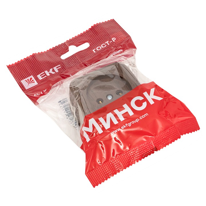 Розетка 1-местная ОП Минск 10А тёмное дерево EKF — изображение 3