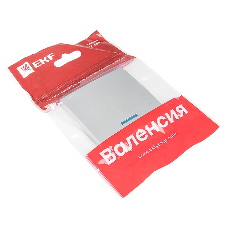 Валенсия лицевая панель выключателя 1-кл, с индикатором 10А сталь EKF PROxima — изображение 2