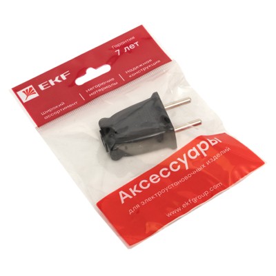 Вилка плоская б/3 черная 10А 250 В EKF Proxima EKF — изображение 2