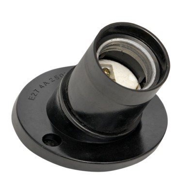 Патрон карболитовый наст Е27 чёрный наклонный EKF