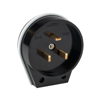 Вилка для разъема РШ-ВШ 32А 250В 2P+PE карболитовая черн, EKF