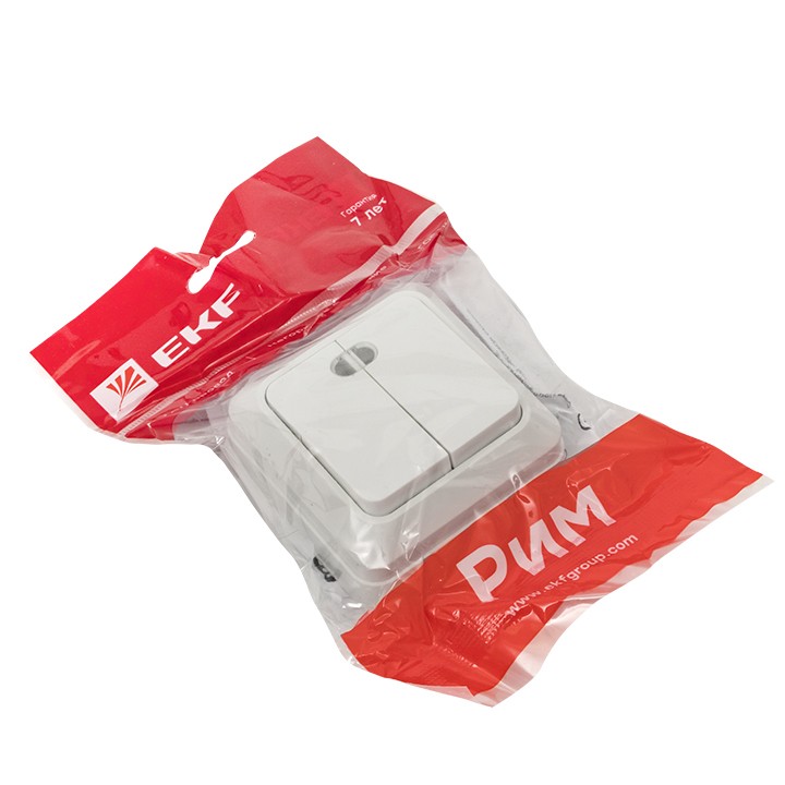 Выключатель 2кл. ОП с инд. 10А белый Рим EKF — изображение 4