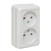 Рим Розетка 2-местная 10А керам, белая EKF PROxima