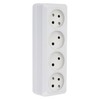 Рим Розетка 4-местная 10А белая EKF
