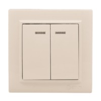 Выключатель 2-кл, СП, Минск, с индикатором 10А, бежевый EKF