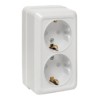 Рим Розетка 2-местная 16А с/з белая с защ, штор, EKF