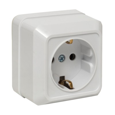 Рим Розетка 1-местная 16А с/з белая EKF
