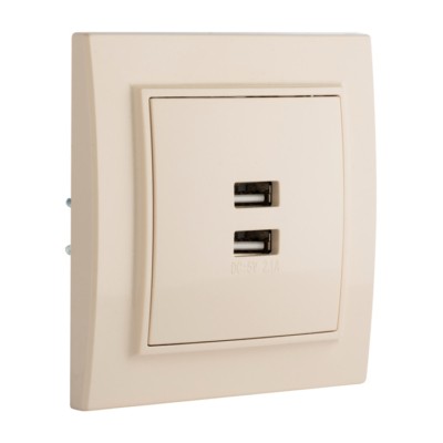 Минск Розетка USB 2-местная СП 2,1А бежевая EKF — изображение 2