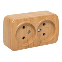 Розетка 2-местная ОП Минск 10А светлое дерево EKF