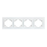 Минск Рамка 4-местная стеклянная белая EKF Basic