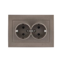 Валенсия лицевая панель розетки 2-местной с/з 16А графит с защ, штор, EKF PROxima