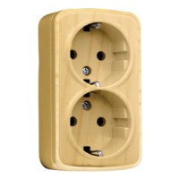 Розетка 2-местная ОП Минск 16А с/з светлое дерево EKF