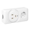 Розетка двойная (РШ/евро) 32А/16A 250В 2P+PE бел, EKF