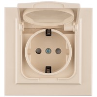 Минск Розетка 1-местная СП с/з с крышкой 16А бежевая с защ, штор, IP44 EKF