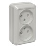 Рим Розетка 2-местная 10А белая с защ, штор, EKF