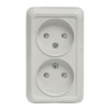 Рим Розетка 2-местная 10А белая с защ, штор, EKF