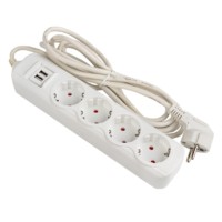 Удлинитель сетевой Эксперт 4-м 5м 16А/3,5кВт с 2 USB 2,1А ПВС 3х1 EKF