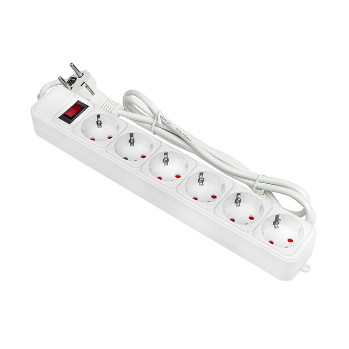 Удлинитель сетевой с фильтром 6*1,8м 10А/2,2кВт с выкл. c/з ПВС 3х0,75 Блокбастер EKF PROxima