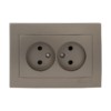 Валенсия лицевая панель розетка 2-местной б/з 10А кашемир с защ, штор, EKF PROxima