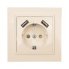 Минск Розетка 1-местная СП с/з 16А бежевая с защ, штор, с 2 USB 2,1А EKF