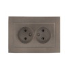 Валенсия лицевая панель розетка 2-местной б/з 10А графит с защ, штор, EKF PROxima
