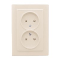 Розетка 2-мест, СП б/з 10А бежевый с защ, штор, Минск EKF