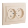 Розетка 2-мест, СП б/з 10А бежевый с защ, штор, Минск EKF