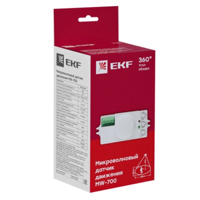 Микроволновый датчик движения бел, 1200Вт 360гр, до 20м IP20 MW-700 EKF PROxima — изображение 3