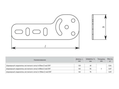 Шарнирный соединитель лестничного лотка h=50 мм (2 мм) EKF — изображение 2