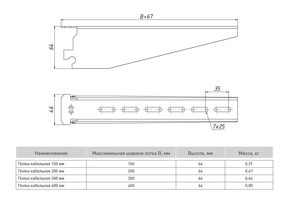 Полка кабельная 200 мм К1161 (2 мм) EKF — изображение 2