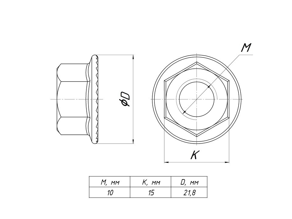 Гайка с фланцем М10 DIN 6923 EKF — изображение 2