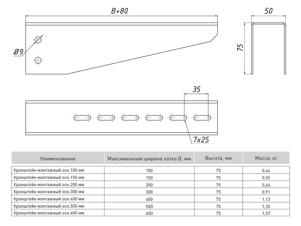 Кронштейн монтажный 100 мм (1,5 мм) HDZ EKF — изображение 2