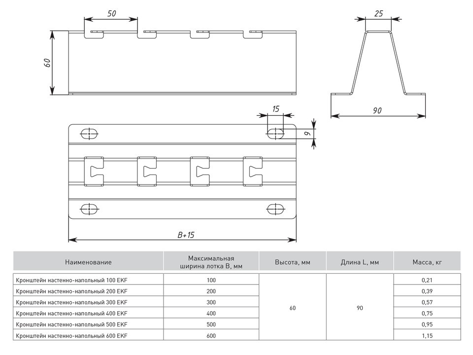 Кронштейн настенно-напольный 500 EKF — изображение 2