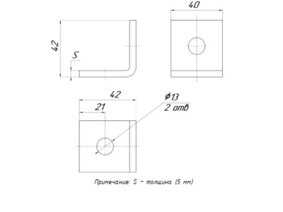 STRUT-пластина угловая 90гр, 2 отверстия HDZ EKF — изображение 2